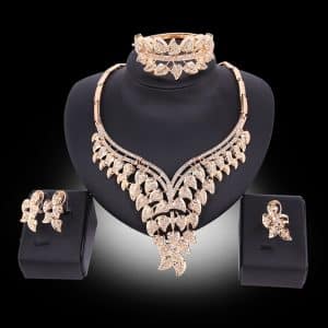 Crystal Necklace And Ear Jewelry Set Of Four Bridal Banquet Jewelry Set