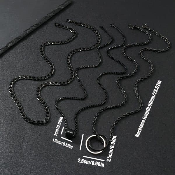 Stainless Steel Necklace Three-dimensional Cylindrical Ring Buckle Titanium Steel Necklace Suit