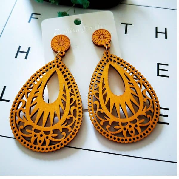 Wooden Drop-shaped Popular Hollow Earrings