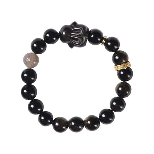 Creative Niche Cute Lying Rabbit Simple Obsidian Bracelet