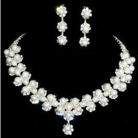 Bridal Jewelry Necklace Earrings Crown 3-Piece Set