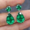 Women's Simple Water Drop Green Zirconia Earrings