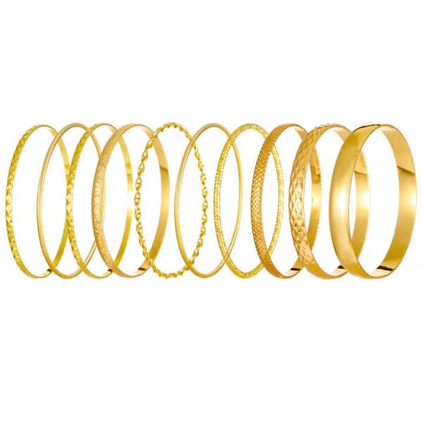 Ethnic Style Alloy Retro Wide Gold Glossy Wristband Bracelet 10 PCs Set