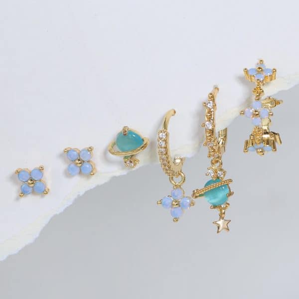 Earrings Set Korean Style Elegant Six Pieces Ornament Cute Sweet Girly Temperamental Gentle