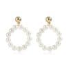Women's Sterling Silver Pearl Inlaid Circle Stud Earrings