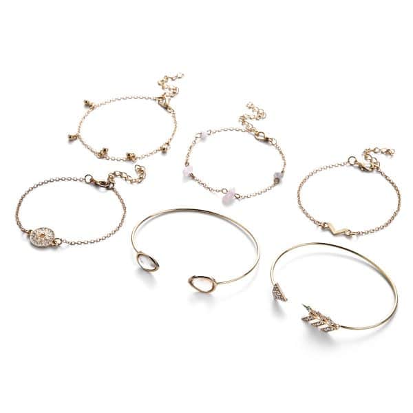 Broken Turquoise V-shaped Bracelet Six-piece Set