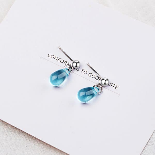 Blue water drop earrings