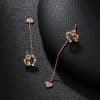 Korean Version Personality Thin Copper Micro Set Zircon Texture Long Tassel Love Ear Line Earrings