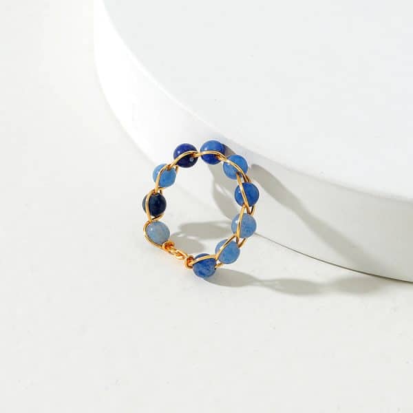 Jewelry Copper Wire Wrapped Stone Bead Ring