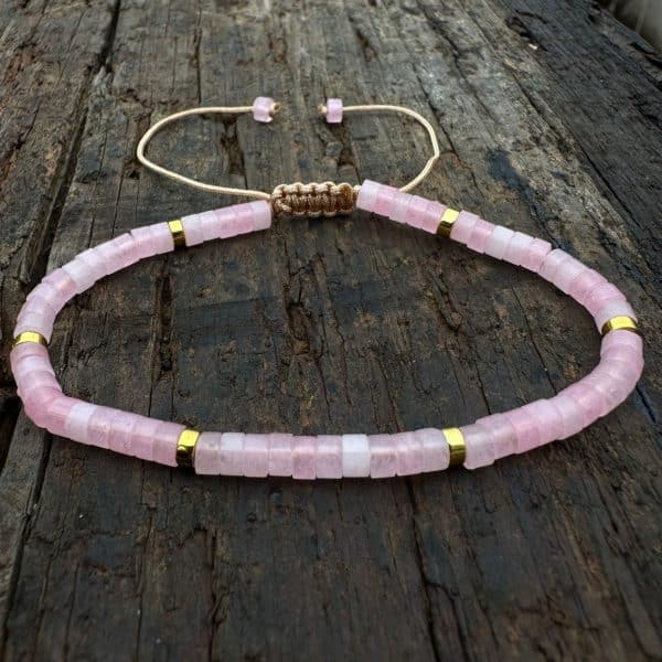 Natural Stone 42 Spacer Glitter Stone Crystal Adjustable Bracelet