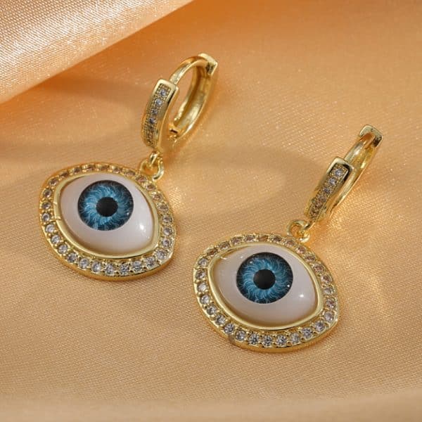 Personalized Blue Eye Color Preserving Bronze Micro Set Earrings