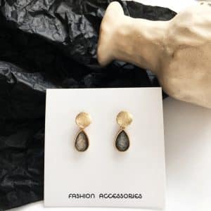 Simple temperament drop grey white earrings