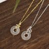 Women's Sterling Silver Snake White Jade Necklace