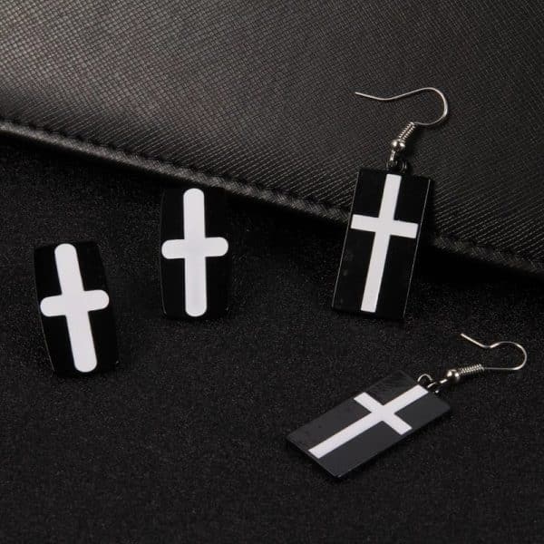 Anime Metal Rectangle Cross Drop Earrings Stud Earrings