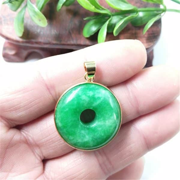 Emerald Round Jade Pendant Pendant Gold Inlaid With Jade Safety Buckle