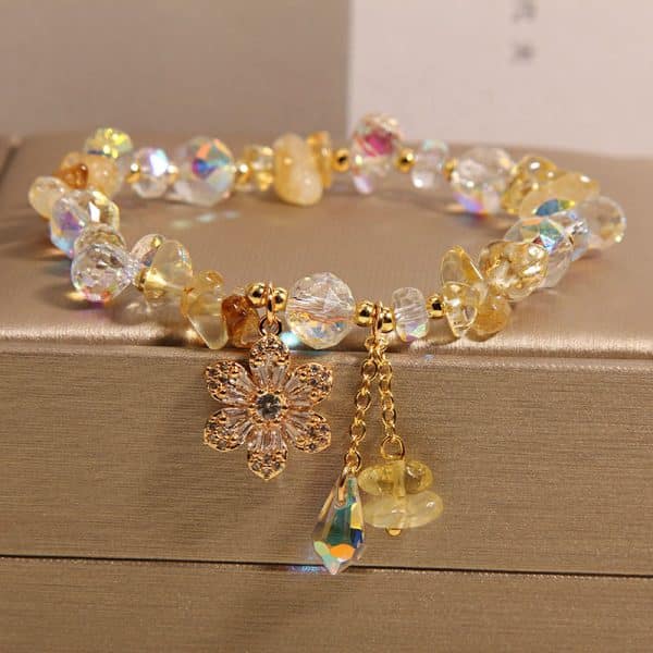 Amethyst Zircon Flower Pendant Women's Bracelet