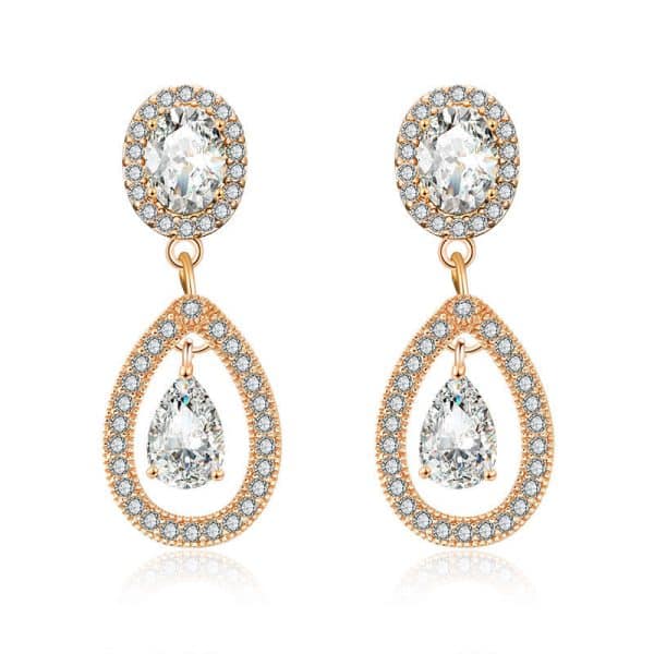 Copper Inlaid Zircon Drop Earrings Women's