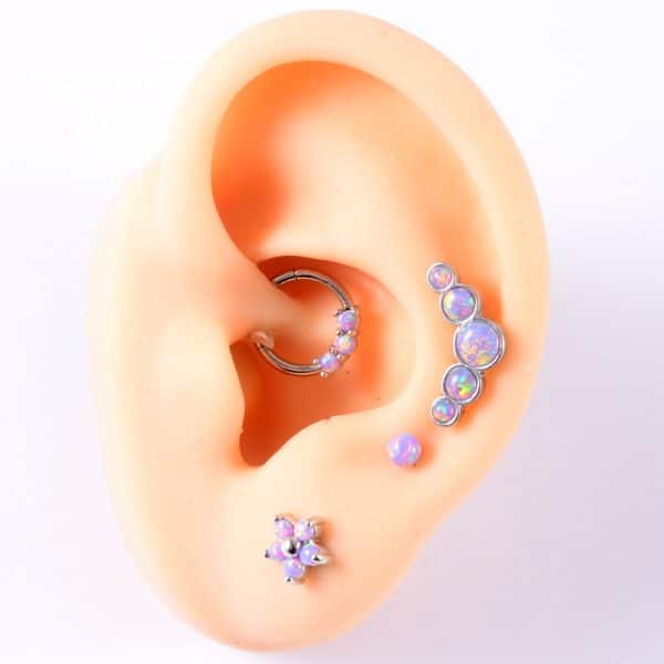 Opal Stud Set Of 4 Purple O Bao Nose Ring Ear Bone Stud