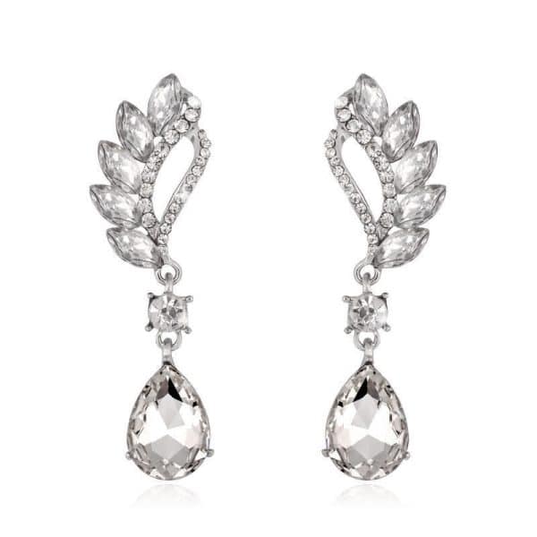 Vintage Long Green Crystal Earrings Drop Earrings