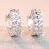 Double Row Diamond Circle Zircon Earrings
