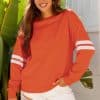Fiery Red Varsity Striped Detail Drop Shoulder Oversized Sweatshirt