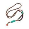 Chicken Wings Wooden Prayer Beads Long Men's Necklace Imitation Turquoise Pendant Wooden Bead