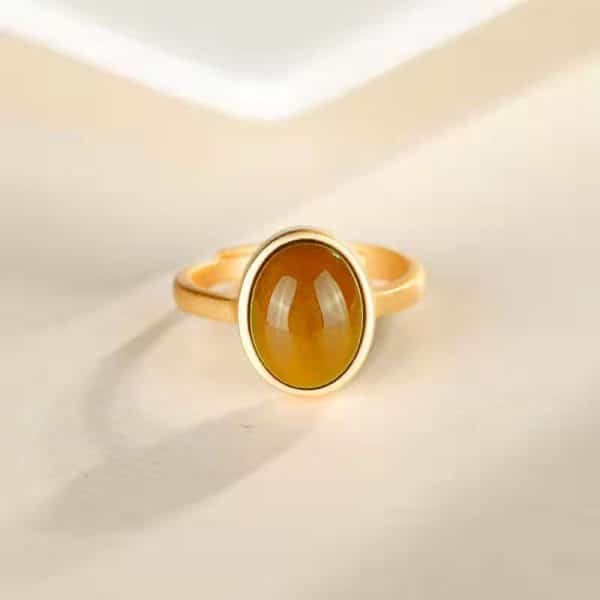 Ancient Law Gold Ring Gilding Gold Ring Red Agate