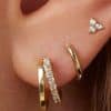 Brass Electroplating Inlaid Zircon XINGX Butterfly Earrings Three-piece Set
