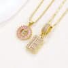 26 Letter Pendant Necklace Copper Inlaid Zirconium Plated Real Gold