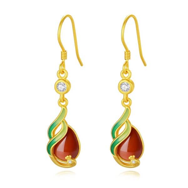 Women's Stylish Water Drop Embellished Zircon Earrings
