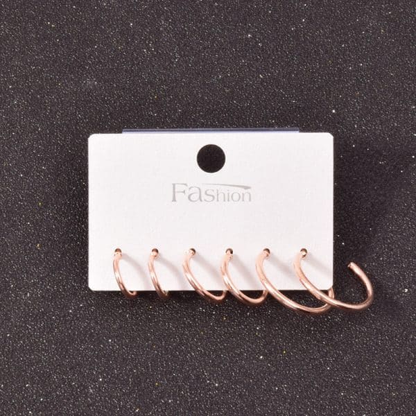 Alloy Metal Hoop Square Earrings Set
