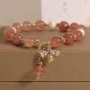 Freshwater Pearl Strawberry Quartz Bracelet Women