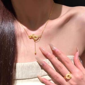 Gold Snake New Chinese Style Jade Necklace