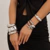 Women's Exaggerated Large Water Drop Metal Glossy Surface Mirror Open-ended Bracelet
