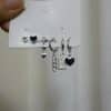 Sweet And Cool Six-piece Earring Set Black Heart