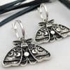 Women's Silver Sun Moon Moth Drop Earrings