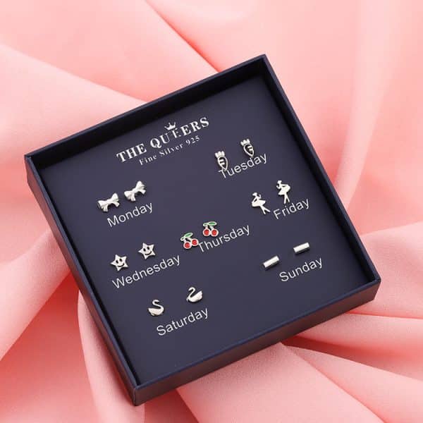 New 925 Silver Needle Earrings Gift Box Fashion Xingyue Combination Set