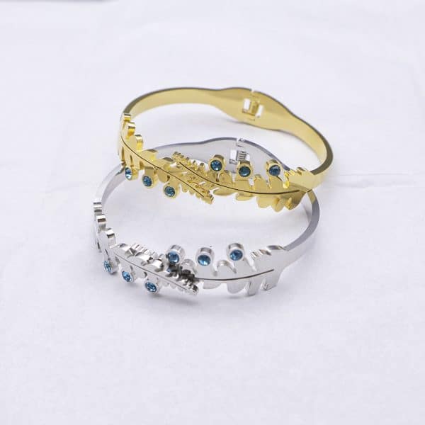 Women's All-match Fashionable Stainless Steel Leaf Diamond Bracelet