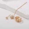 Gold Fashion Personality Small Irregular Flower Pin Three-piece Set Of Copper Micro-inlaid Zircon Earrings