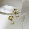 Women's Gold Triangle Zircon Drop Hoop Earrings