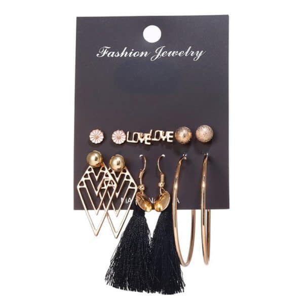 Set Of 9 Pairs Of Earrings With Zircon