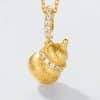 Brushed Calabash Pendent Necklace S925 Silver Plating 10k Gold
