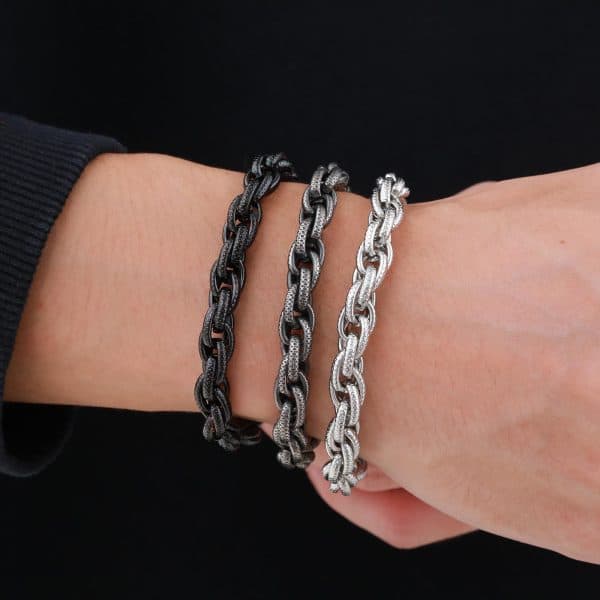 Twist Bracelet Vintage Old Made Male Gray Ornament