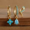 Fashion Diamond-embedded Turquoise Earring Set Women