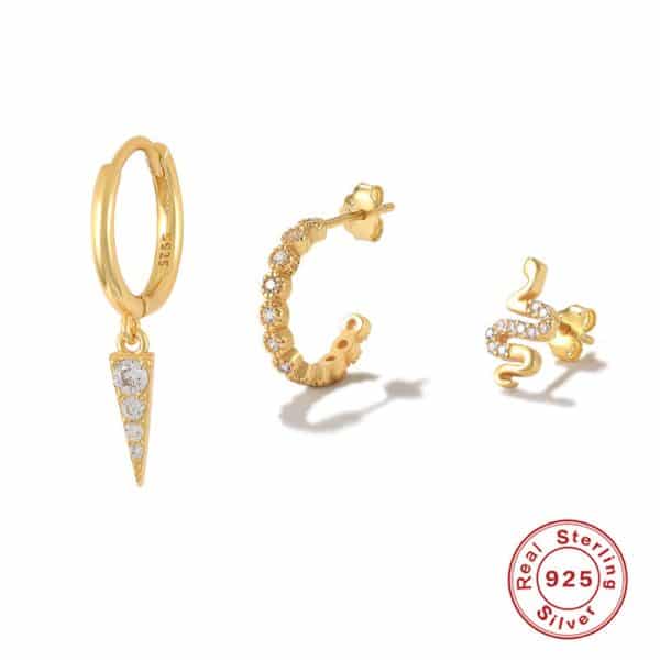 Sterling Silver Earrings Set Sun Flower Stars
