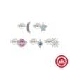 Fashion S925 Sterling Silver Star Moon Color Diamond Earrings 5-piece Set