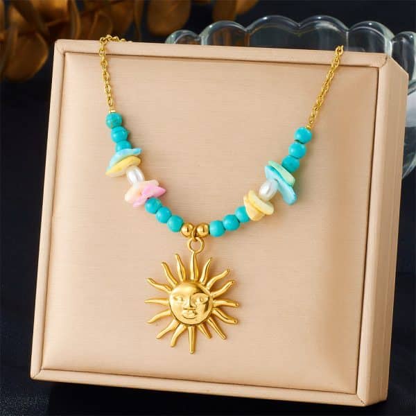 Sun Cherry Love Heart Multi-element Accessories Stainless Steel Necklace