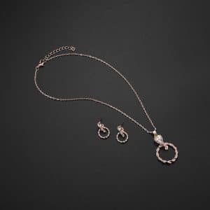 Simple Circle Alloy Earrings Necklace Jewelry Two-piece Set