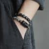 Ethnic Style Black Hair Crystal Mixed Handmade Texture Bracelet