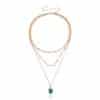 European And American Jewelry Trendy Multi-layer Small Hole Chain Green Agate Stone
